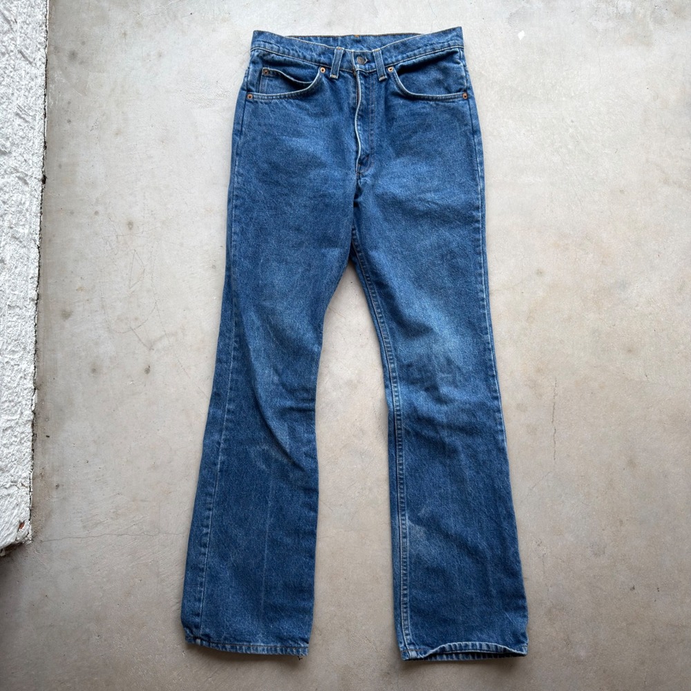 Vintage 1970s Levis 517 Orange Tab Jeans Mens 31x33 Blue Denim Bootcut Flare